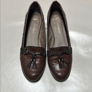 B. Makowsky Dark Brown Tassel Loafers